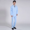 hospital docotor uniform workwear lob coat white light blue jacket +pant for male nurse Color Blue