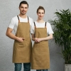 europe design halter long denim apron restaurant chef apron housekeeping apron Color Color 1