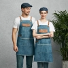 europe design halter long denim apron restaurant chef apron housekeeping apron Color Color 5