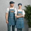 2023 europe halter denim apron restaurant chef apron cooking apron