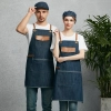 europe design halter long denim apron restaurant chef apron housekeeping apron