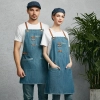 europe design halter long denim apron restaurant chef apron housekeeping apron Color Color 9