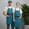 europe design halter long denim apron restaurant chef apron housekeeping apron Color Color 13