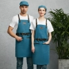 europe design halter long denim apron restaurant chef apron housekeeping apron