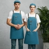 europe design halter long denim apron restaurant chef apron housekeeping apron