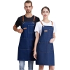 2022 Europe blue denim fabric dual packet long apron halter apron