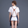 2022 Europe blue denim fabric dual packet long apron halter apron