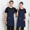 Europe America hot sale dual pocket restaurant cold drink store staff halter apron Color Navy Blue