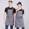 dual pocket long apron housekeepong apron store staff apron Color Grey