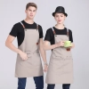 dual pocket long apron housekeepong apron store staff apron Color Khaki