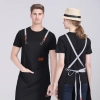 dual pocket long apron housekeepong apron store staff apron Color Black