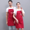 Orange color denim like fabric women men housekeeping apron work apron Color Red