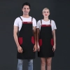 England Restaurant contrast pocket meat store work apron halter apron Color Black