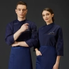 2022 Fall Collection right open long sleeve chef coat work uniform Color navy
