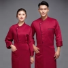 fashion 2022 new bright hem Asian restaurant chef jacket chef uniform Color Red