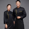 fashion 2025 new bright hem Asian restaurant chef jacket chef uniform Color Black