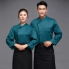 fashion 2022 new bright hem Asian restaurant chef jacket chef uniform Color Blackish Green