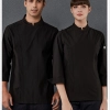 upgrade fabric head chef coat jacket restaurant uniform Color Black