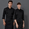 folded front long sleeve chef uniform chef backer jacket Color Black
