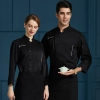 fashion long sleeve cafe restaurant chef coat uniform Color Black
