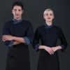 contrast hem denim side open upgrade chef coat baking uniform