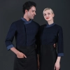 contrast hem denim side open upgrade chef coat baking uniform