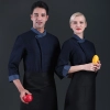 contrast hem denim side open upgrade chef coat baking uniform