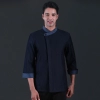 contrast hem denim side open upgrade chef coat baking uniform