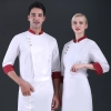 2022 Europe fashion khaki color long sleeve restaurant chef coat jacket uniform Color White