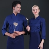 fashion chef jacket head chef uniform work wear Color Navy Blue