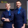 2025  chef clothes long sleeve  hotel restaurant staff uniform cake shop autumn and winter clothing canteen baking work clothes for men and women Color Navy Blue