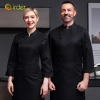 2025  chef clothes long sleeve  hotel restaurant staff uniform cake shop autumn and winter clothing canteen baking work clothes for men and women Color Black