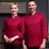 long sleeve easy care double breasted high quailty chef coat uniform Color Wine