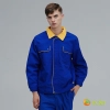 Europe design high quality factory woker workwear uniform auto repair uniform Color sapphire (yellow hem)