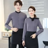 long sleeve solid color waiter shirt restaurant uniform gray black color