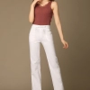 high quality breathable linen women business work pant flare pant trousers Color White