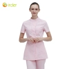 short sleeve stand collar texted front nurse suits jacket pant