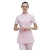 short sleeve stand collar texted front nurse suits jacket pant Color Pink