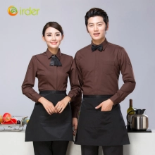 upgraded long sleeve coffee shop cafe waiter waitress coverall uniform shirts