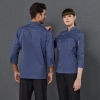 large size denim chef jacket restaurant sushi food uniform