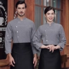 black denim-like fabric chef jacket chef baker work uniform coat Color Color 2