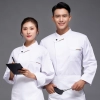 solid color long sleeve high quality chef jacket uniform unisex design