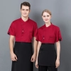 France design unisex design chef jacket summer short sleeve Color Red