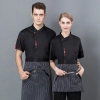 France design unisex design chef jacket summer short sleeve Color Black
