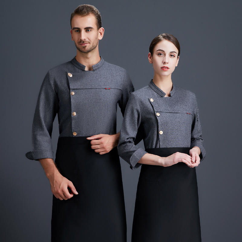 side open button chef jacket women men chef uniform