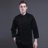 classic design side open chef coat long sleeve chef jacket Color Black