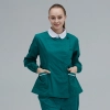 high quality community hospital 999 care center long sleeve scrubs two piece set Color blackish green(white collar)