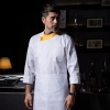 upgrade good quality bright color collar chef jacket coat work uniform Color white with yellow collar