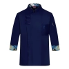 2025 new Chinese button printing lining chef coat uniform Color Navy Blue
