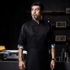 2025 new Chinese button printing lining chef coat uniform Color Black